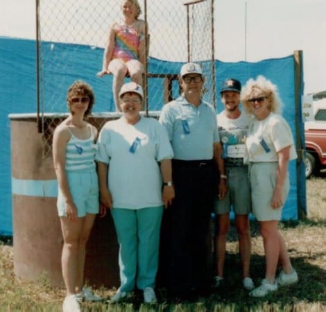 This was a taken at the very first Crab Festival at Crystal Beach in 1985. Mayme Holloman Woods Frederick and J.W. Frederick were on the Chamber of Commerce, and we were in charge of the Dunking Booth. Hollee Woods was one of the first guinea pigs. Those were the days...this year marks the 31st anniversary. (photo: Kathy Woods-Yeary)