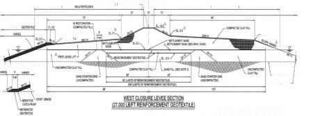 Example of a levee cross section with elongated slopes. Click image for larger view.