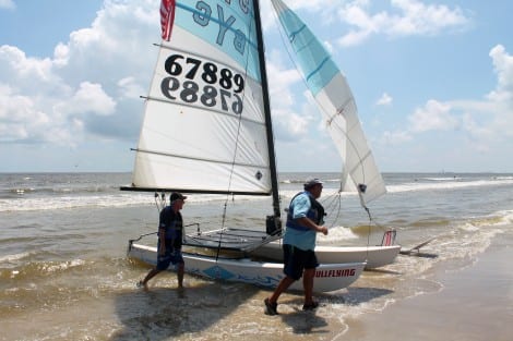 Second place went to Captain Jim and crewman Kenny, also in a Hobie 16, with a time of 1 hour 37 minutes