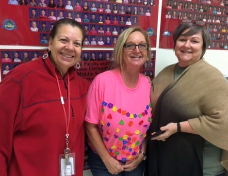 Millie Coffee, Elaine Rollfing and Teri Ward start off the day.