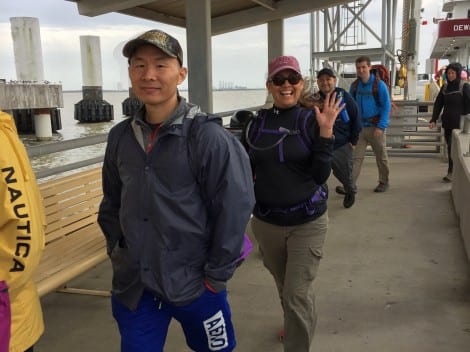 HATs hikers arrive from ferry