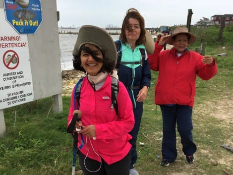 Hikers arrive at North Jetty