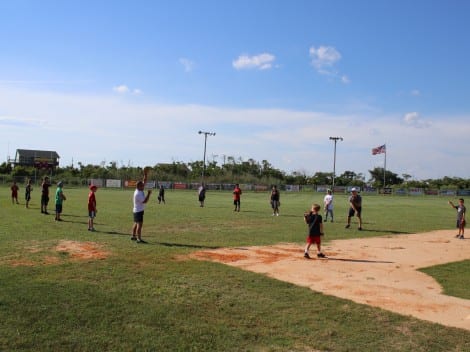 Colby demonstrated proper techniques for throwing...