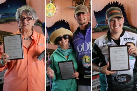 Largest Fish Awards: Flounder (Charlotte - On Golden Croaker), Redfish (Melody - Reel Speck Tackler), Trout (Renee - Castaway Rods)