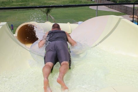 As soon as the oath was complete, Corey jumped on the slide